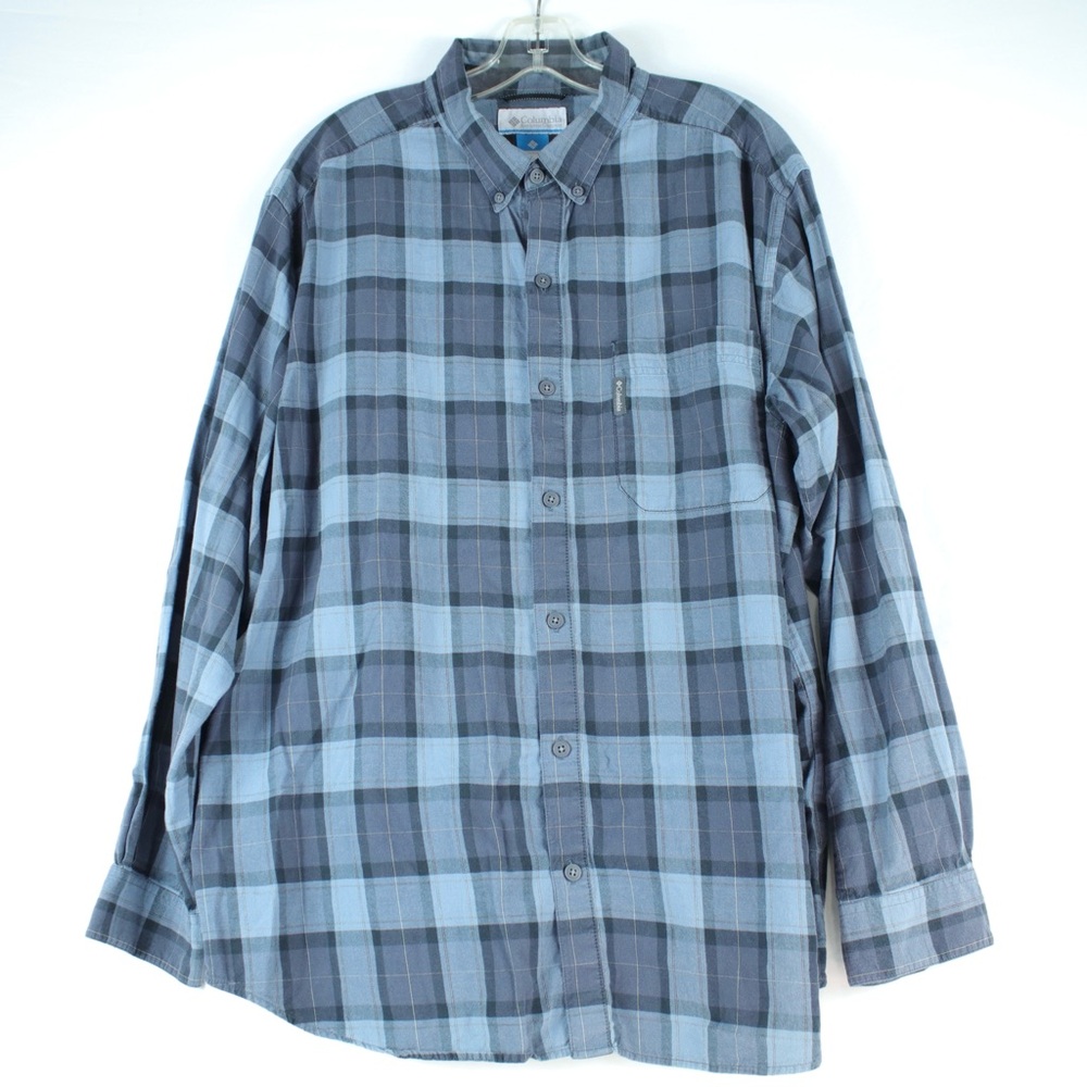 Columbia Sportswear Blue Flannel Longsleeve Button Up Shirt Mens Size XL